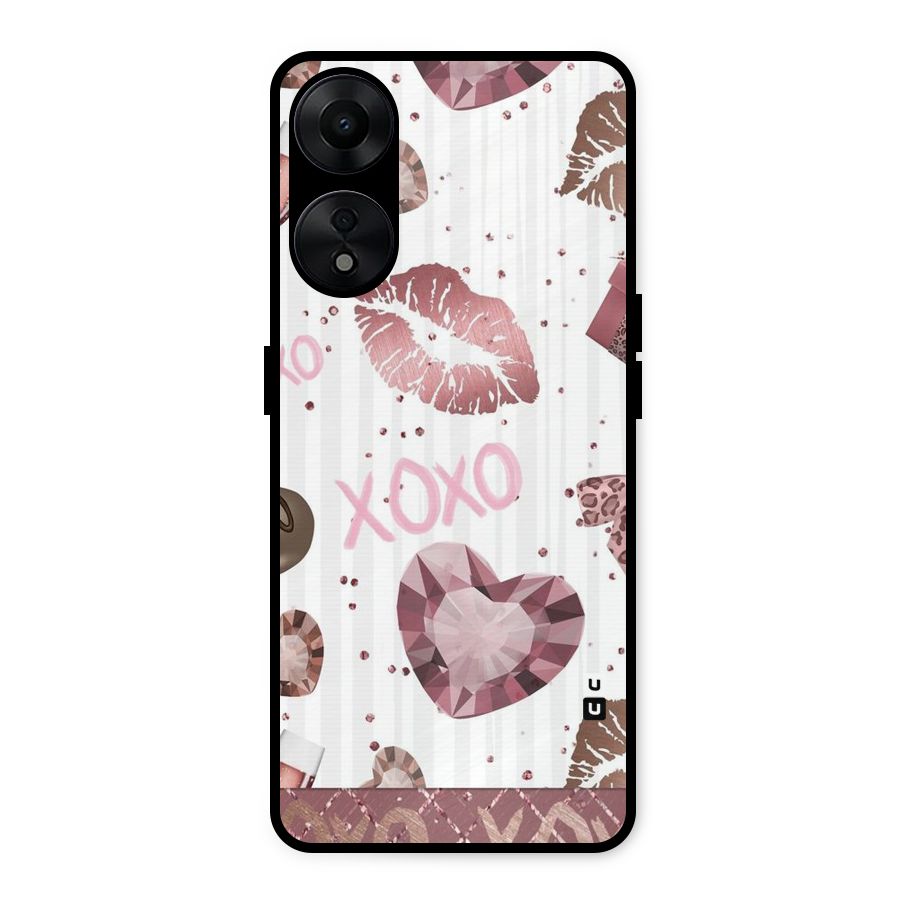 Wine Lip xoxo Metal Back Case for Oppo A78 5G