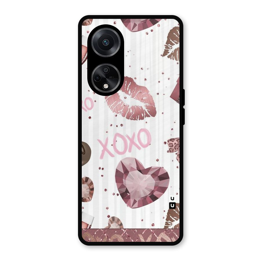 Wine Lip xoxo Metal Back Case for Oppo F23