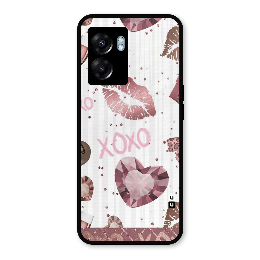 Wine Lip xoxo Metal Back Case for Oppo K10 (5G)