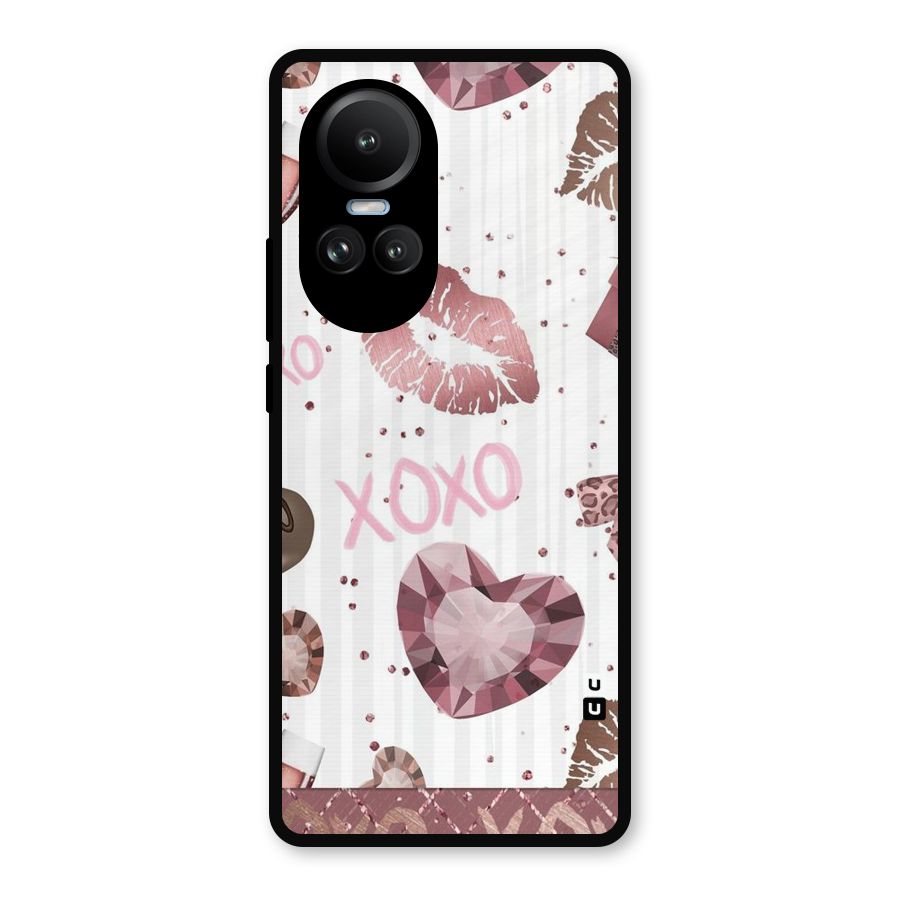 Wine Lip xoxo Metal Back Case for Oppo Reno10 Pro