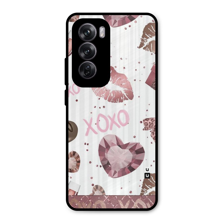 Wine Lip xoxo Metal Back Case for Oppo Reno12 Pro