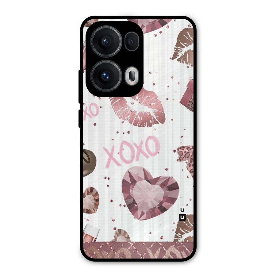 Wine Lip xoxo Metal Back Case for Oppo Reno13 Pro