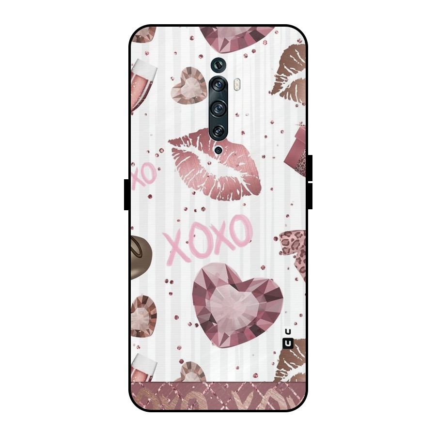 Wine Lip xoxo Metal Back Case for Oppo Reno2 Z