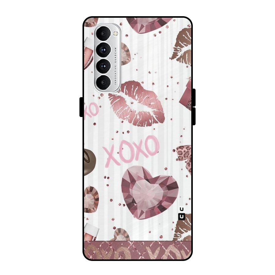 Wine Lip xoxo Metal Back Case for Oppo Reno4 Pro