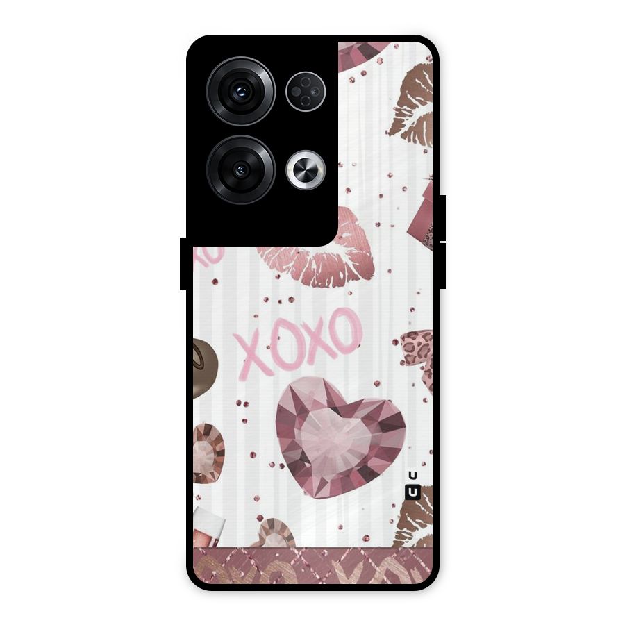 Wine Lip xoxo Metal Back Case for Oppo Reno8 Pro 5G