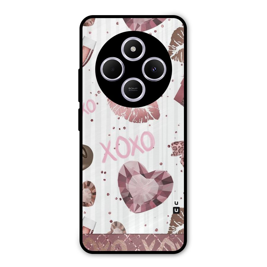 Wine Lip xoxo Metal Back Case for Poco C75 5G