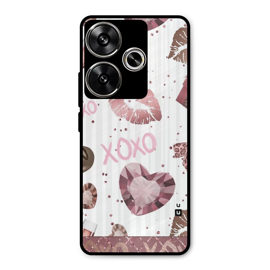 Wine Lip xoxo Metal Back Case for Poco F6