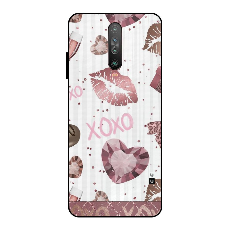 Wine Lip xoxo Metal Back Case for Poco X2