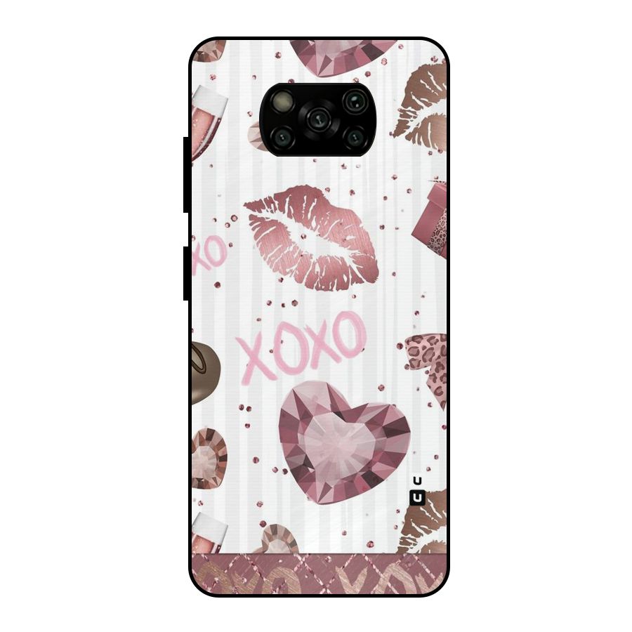 Wine Lip xoxo Metal Back Case for Poco X3
