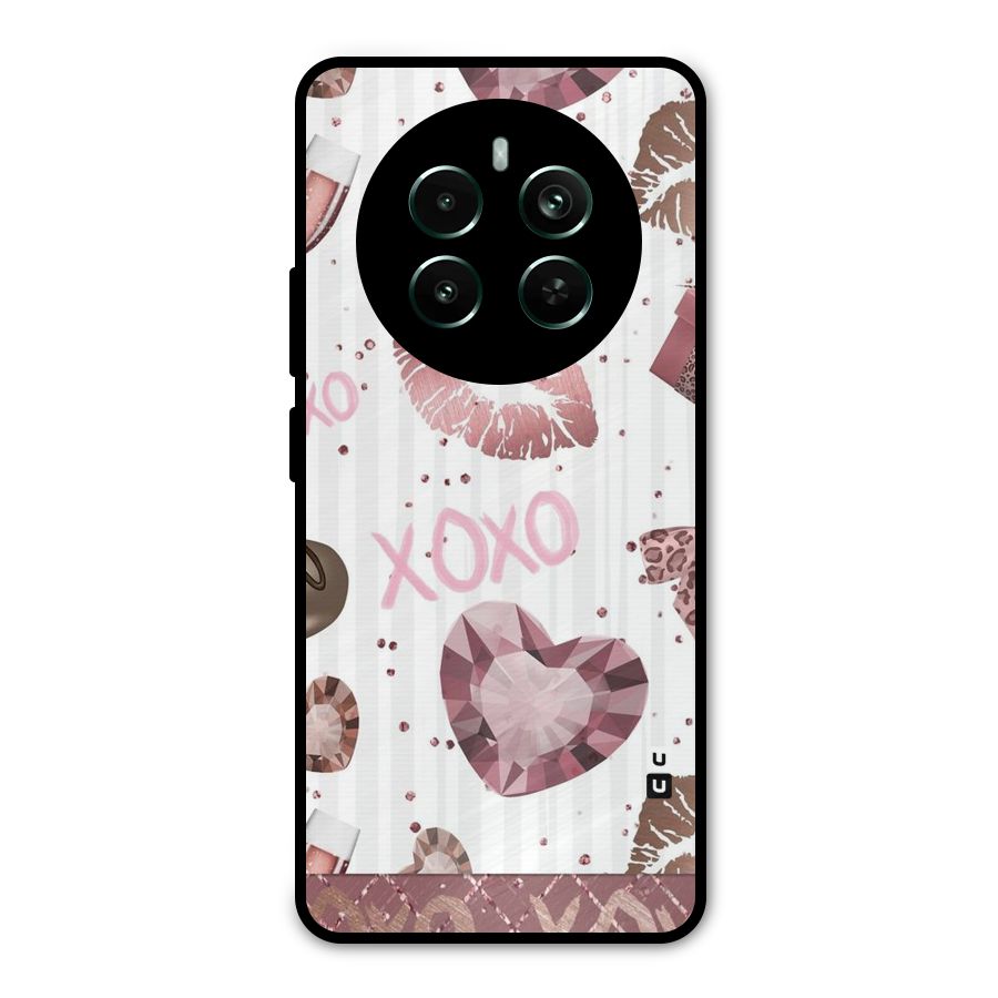 Wine Lip xoxo Metal Back Case for Realme 12 Pro Plus