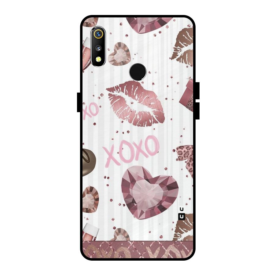 Wine Lip xoxo Metal Back Case for Realme 3