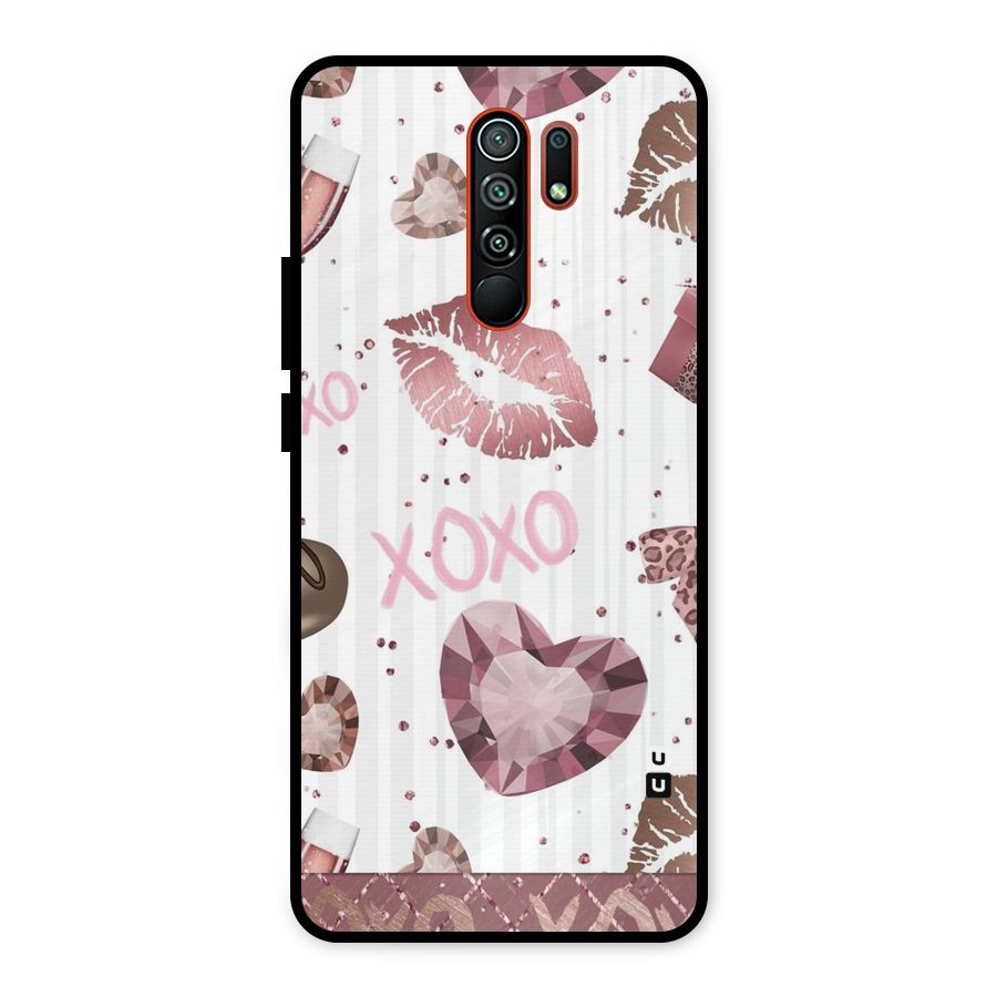 Wine Lip xoxo Metal Back Case for Redmi 9 Prime