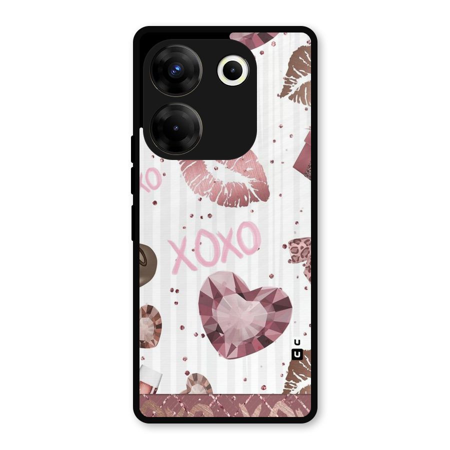Wine Lip xoxo Metal Back Case for Tecno Camon 20