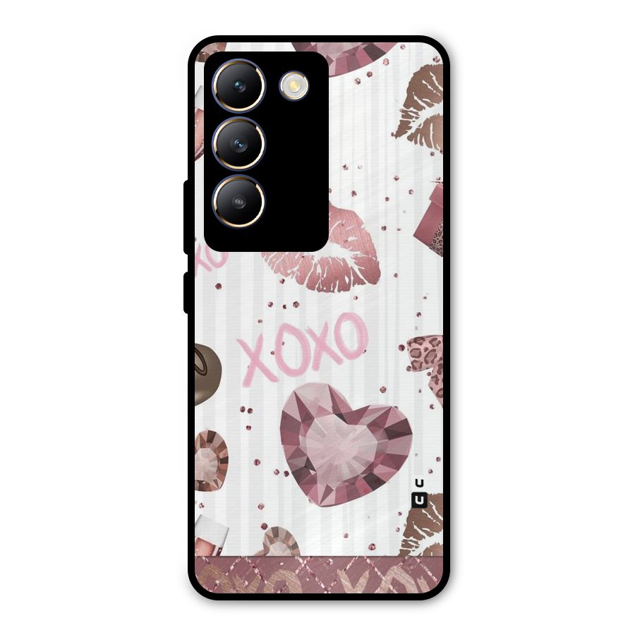 Wine Lip xoxo Metal Back Case for Vivo T3 5G