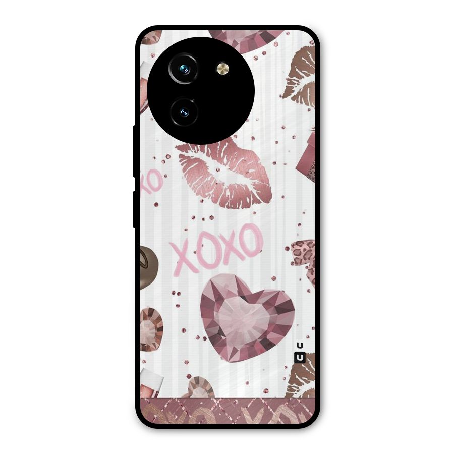 Wine Lip xoxo Metal Back Case for Vivo T3x