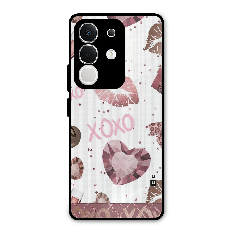 Wine Lip xoxo Metal Back Case for Vivo T4x