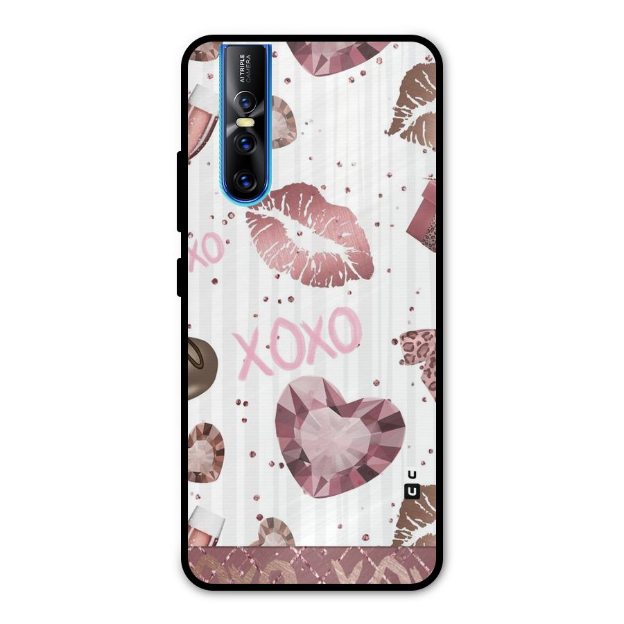 Wine Lip xoxo Metal Back Case for Vivo V15 Pro