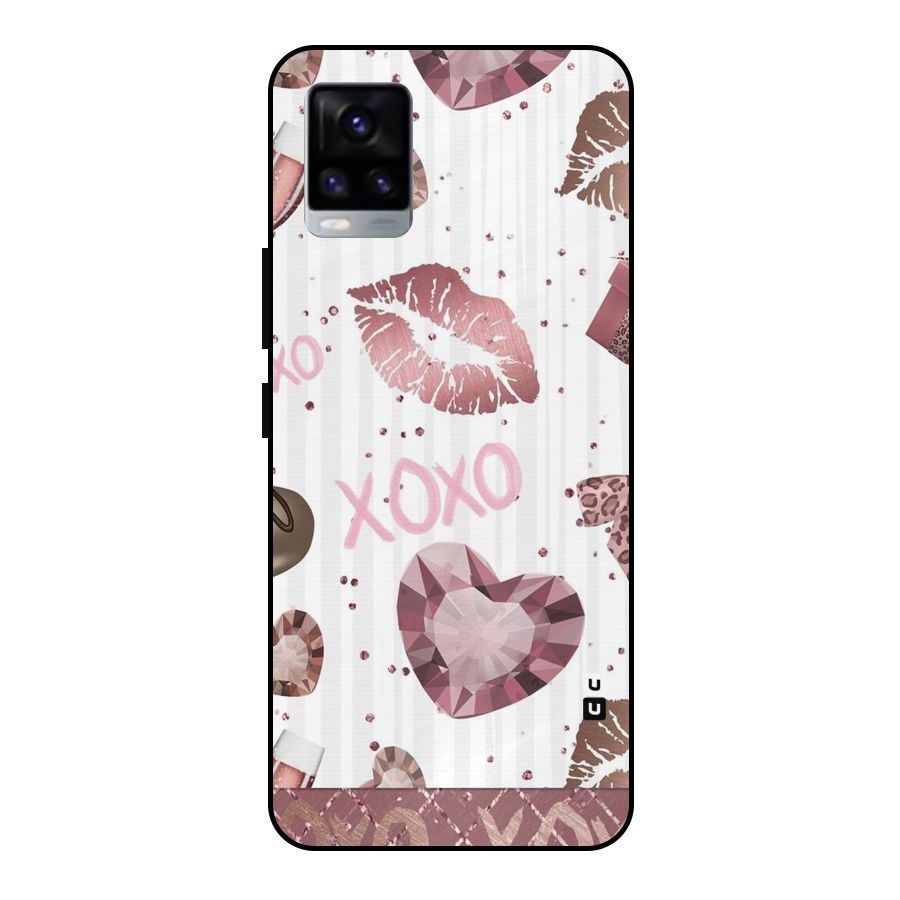 Wine Lip xoxo Metal Back Case for Vivo V20