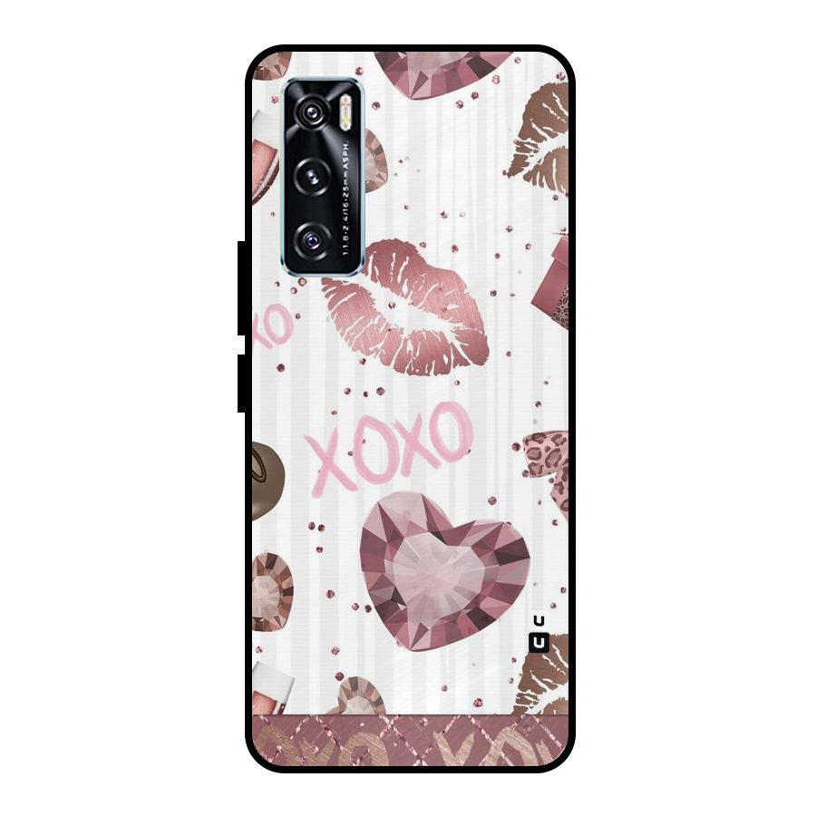Wine Lip xoxo Metal Back Case for Vivo V20 SE