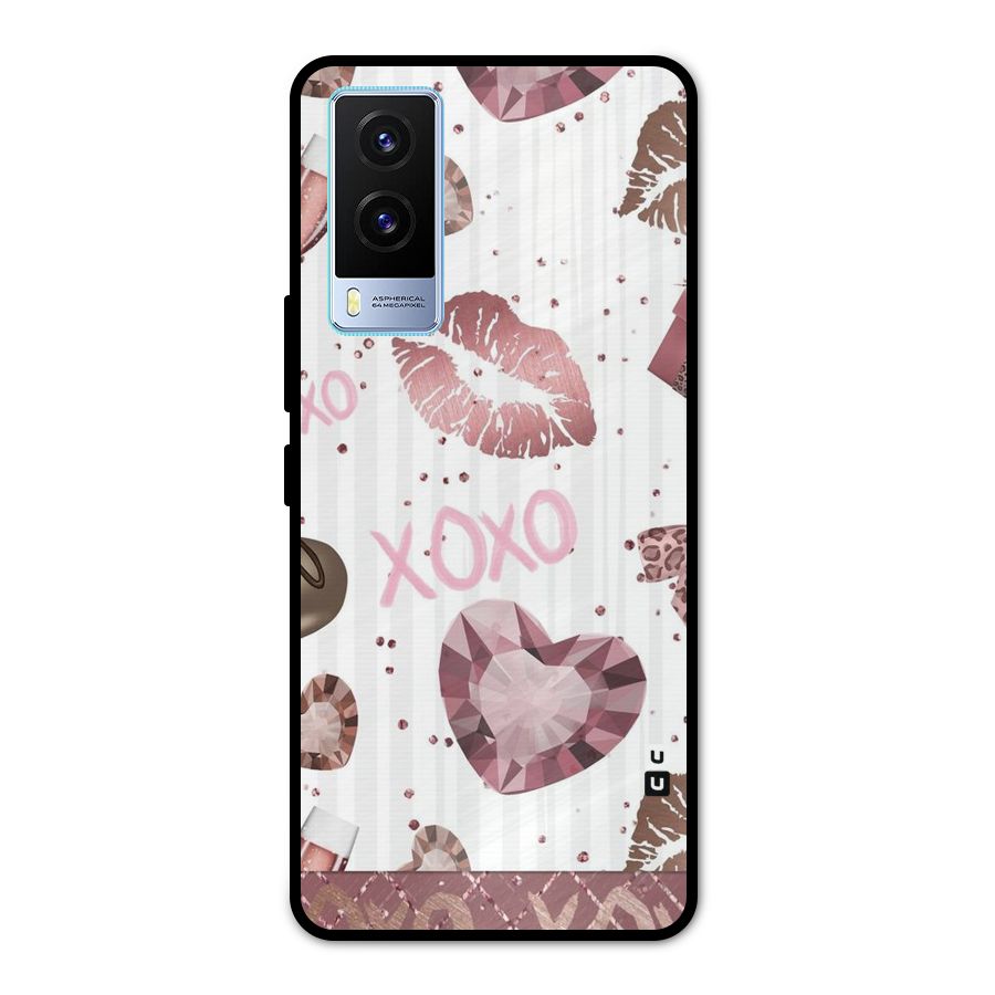 Wine Lip xoxo Metal Back Case for Vivo V21e 5G
