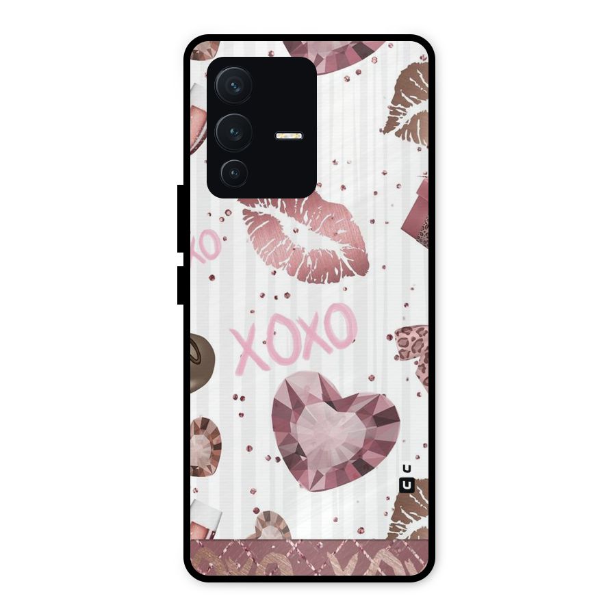 Wine Lip xoxo Metal Back Case for Vivo V23 5G