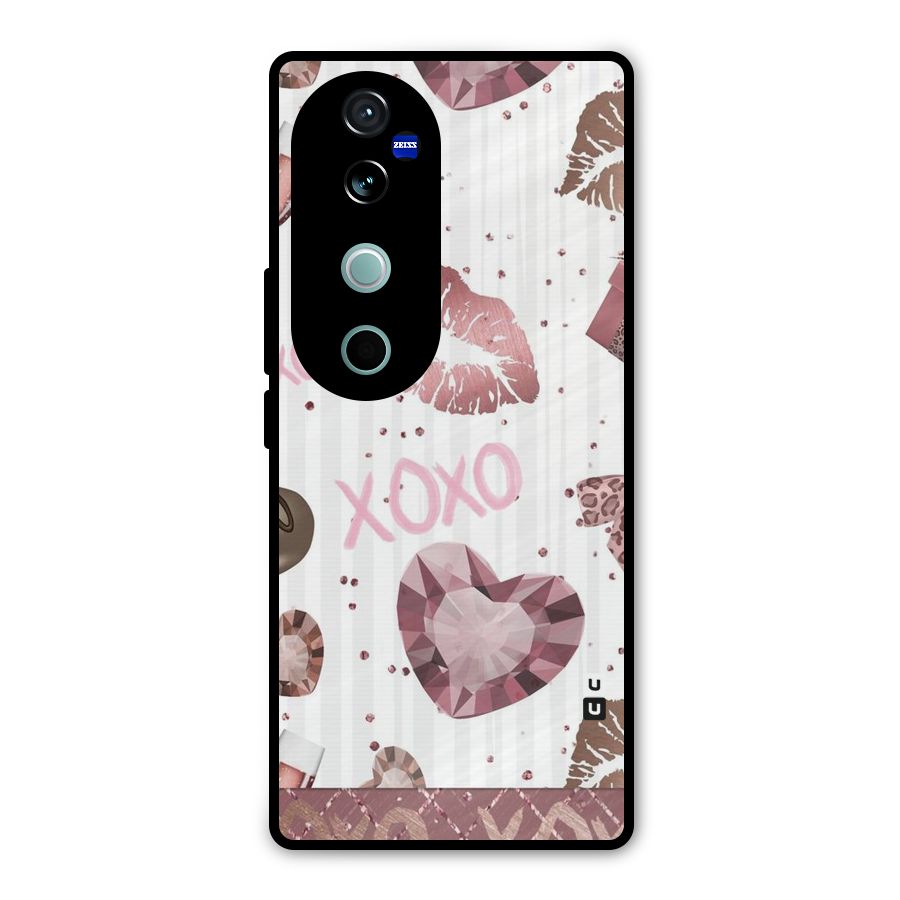 Wine Lip xoxo Metal Back Case for Vivo V40