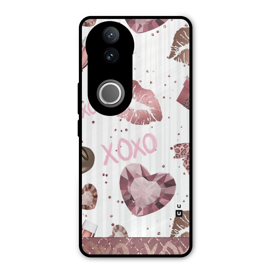 Wine Lip xoxo Metal Back Case for Vivo V50e