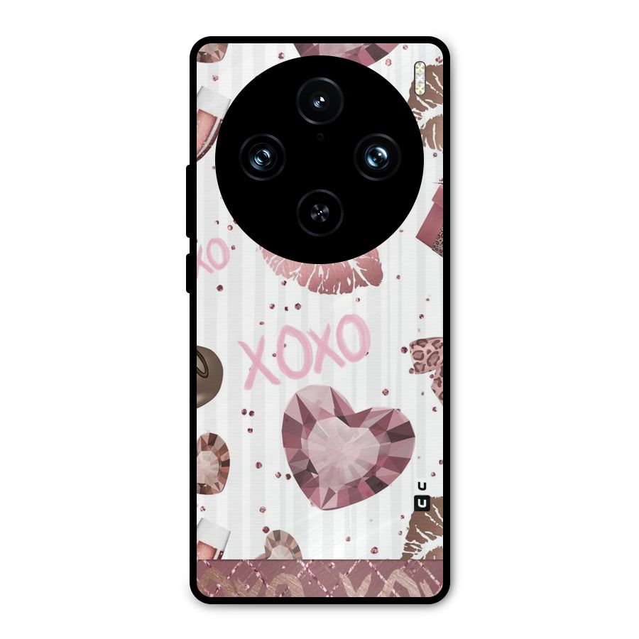 Wine Lip xoxo Metal Back Case for Vivo X100 Pro