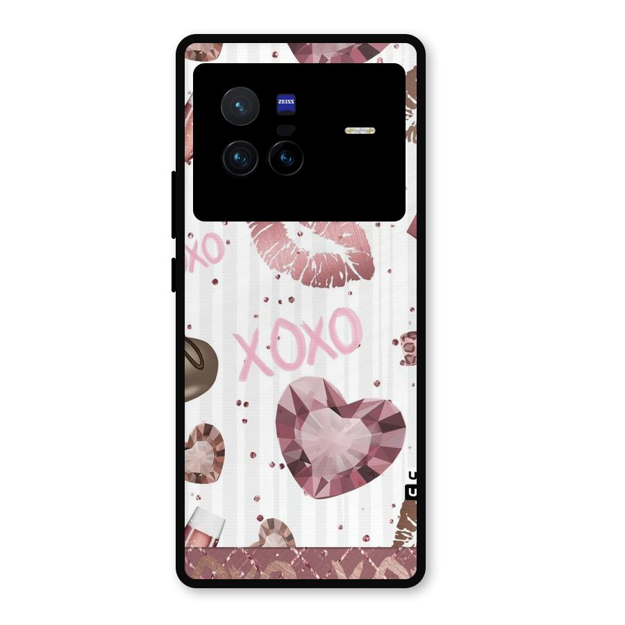 Wine Lip xoxo Metal Back Case for Vivo X80