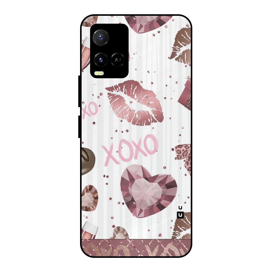 Wine Lip xoxo Metal Back Case for Vivo Y21T