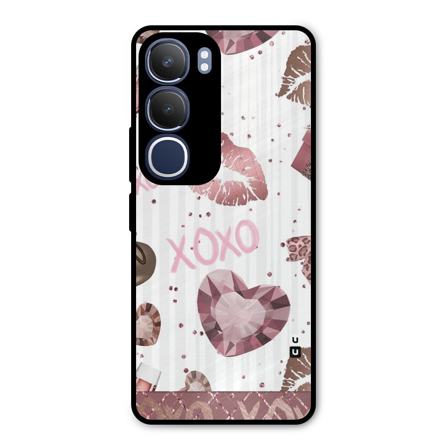 Wine Lip xoxo Metal Back Case for Vivo Y29