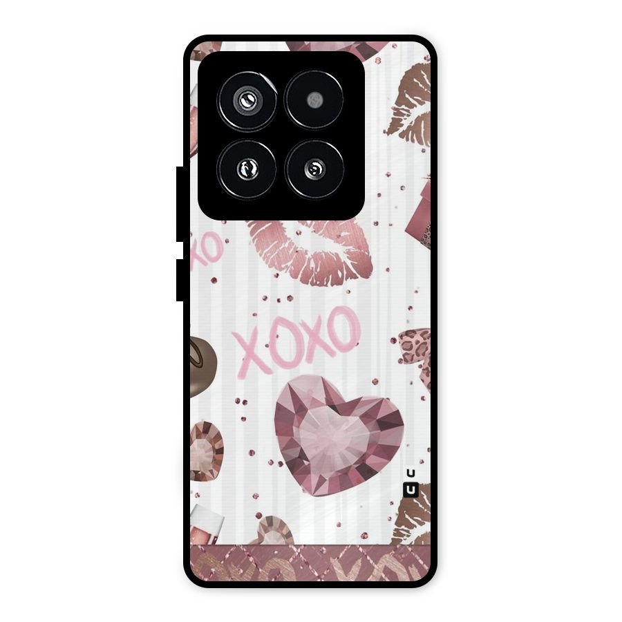 Wine Lip xoxo Metal Back Case for Xiaomi 14 Pro