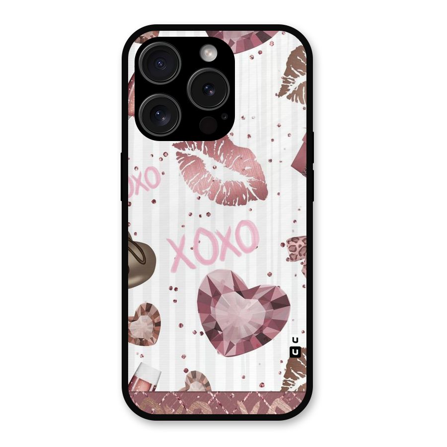 Wine Lip xoxo Metal Back Case for iPhone 15 Pro
