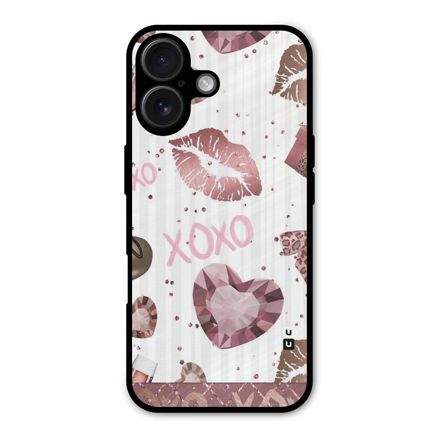 Wine Lip xoxo Metal Back Case for iPhone 16