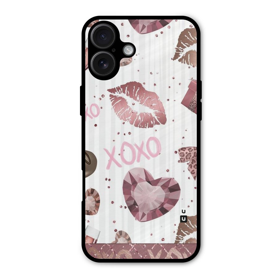 Wine Lip xoxo Metal Back Case for iPhone 16 Plus