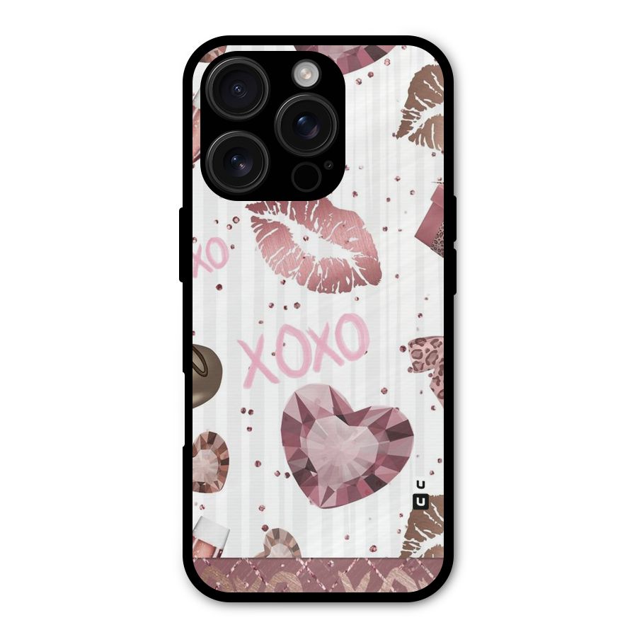 Wine Lip xoxo Metal Back Case for iPhone 16 Pro