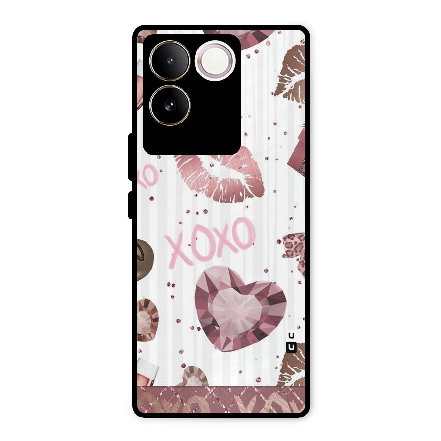 Wine Lip xoxo Metal Back Case for iQOO Z7 Pro