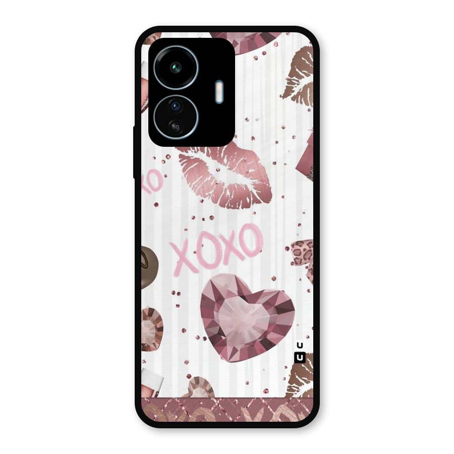 Wine Lip xoxo Metal Back Case for vivo iQOO Z6 Lite 5G