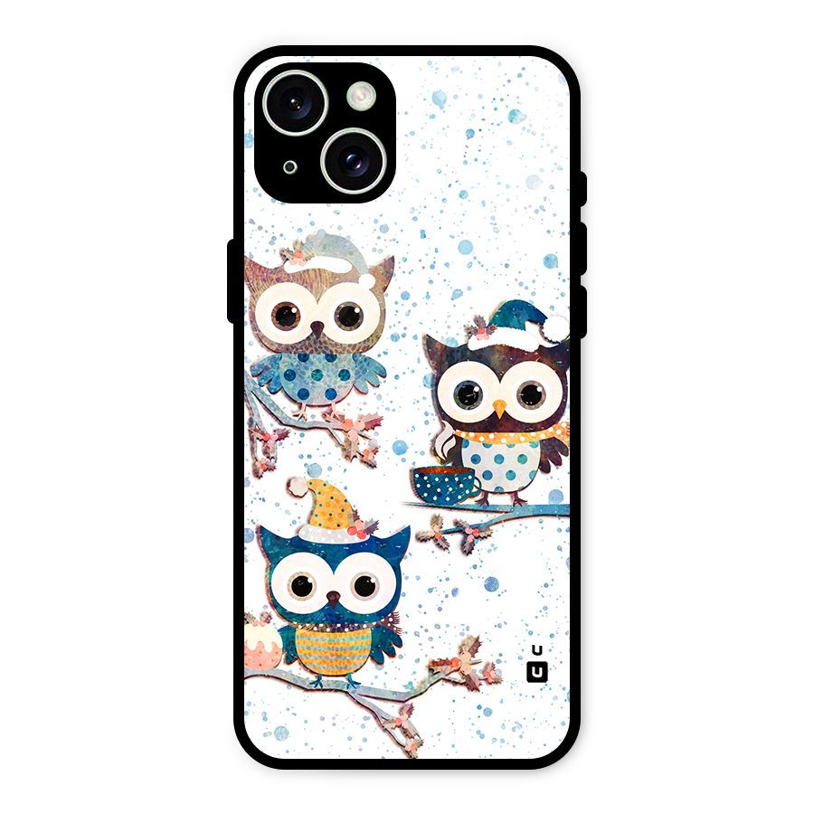 Winter Owls Glass Back Case for iPhone 15 Plus