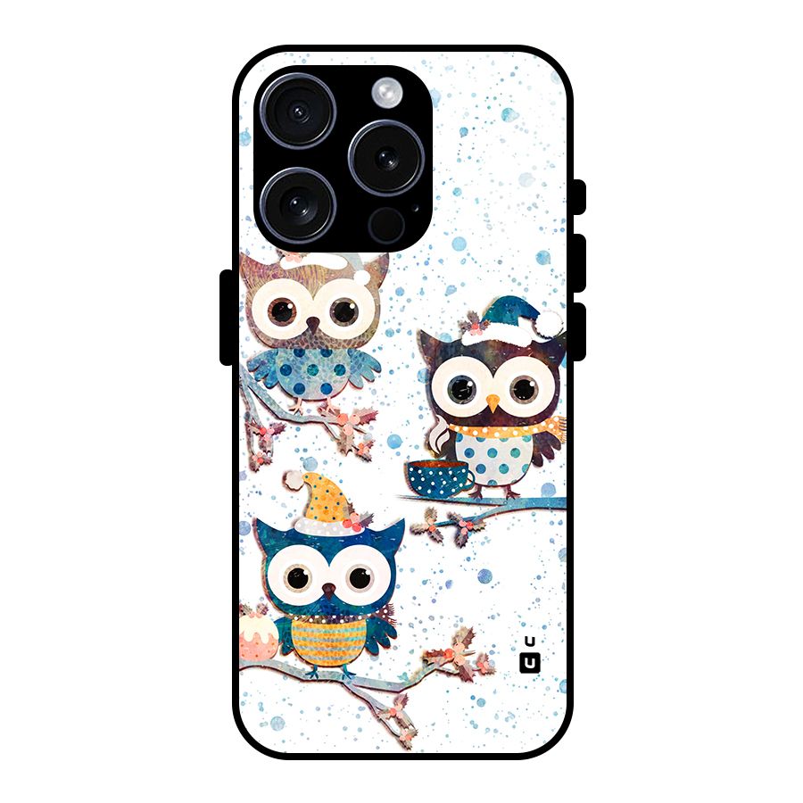 Winter Owls Glass Back Case for iPhone 15 Pro