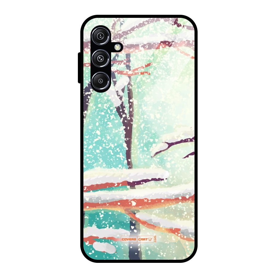 Winter Season Glass Back Case for Galaxy M34 5G