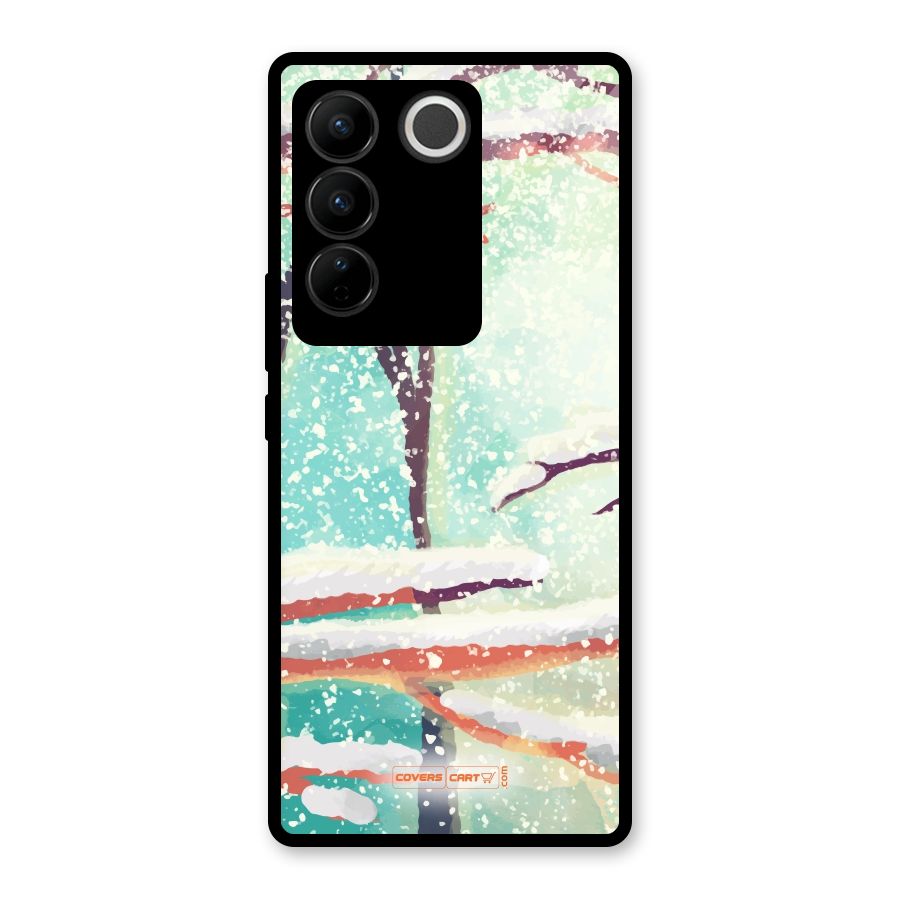 Winter Season Glass Back Case for Vivo V27 Pro