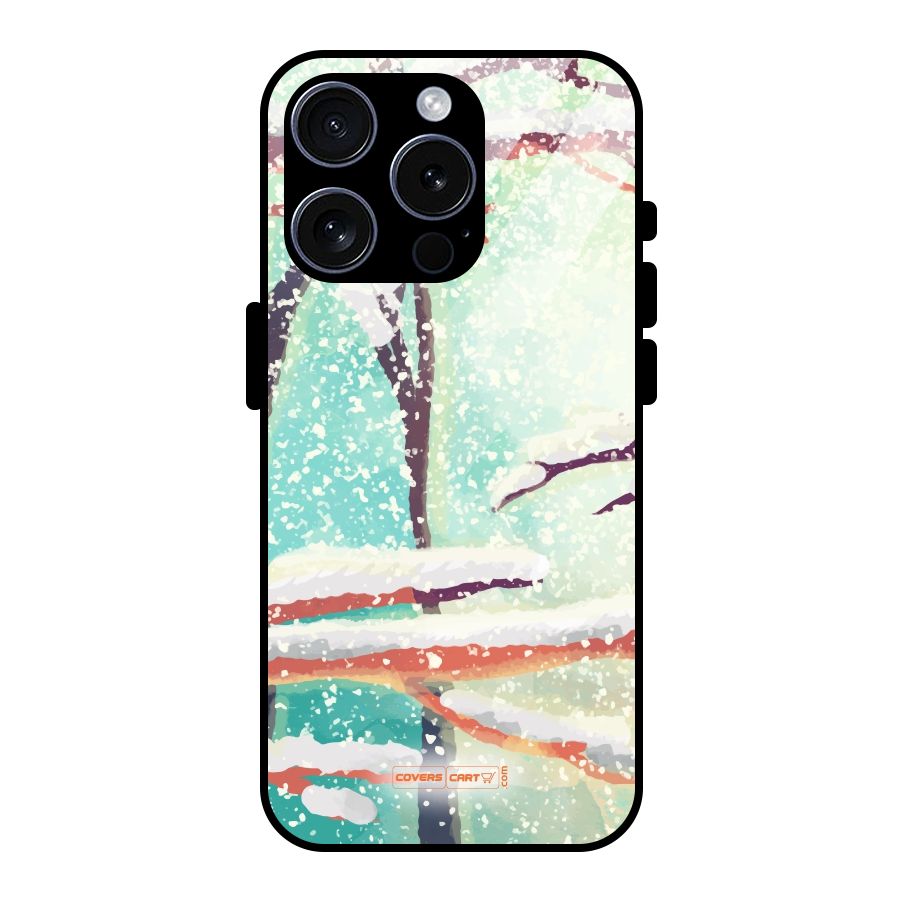 Winter Season Glass Back Case for iPhone 15 Pro