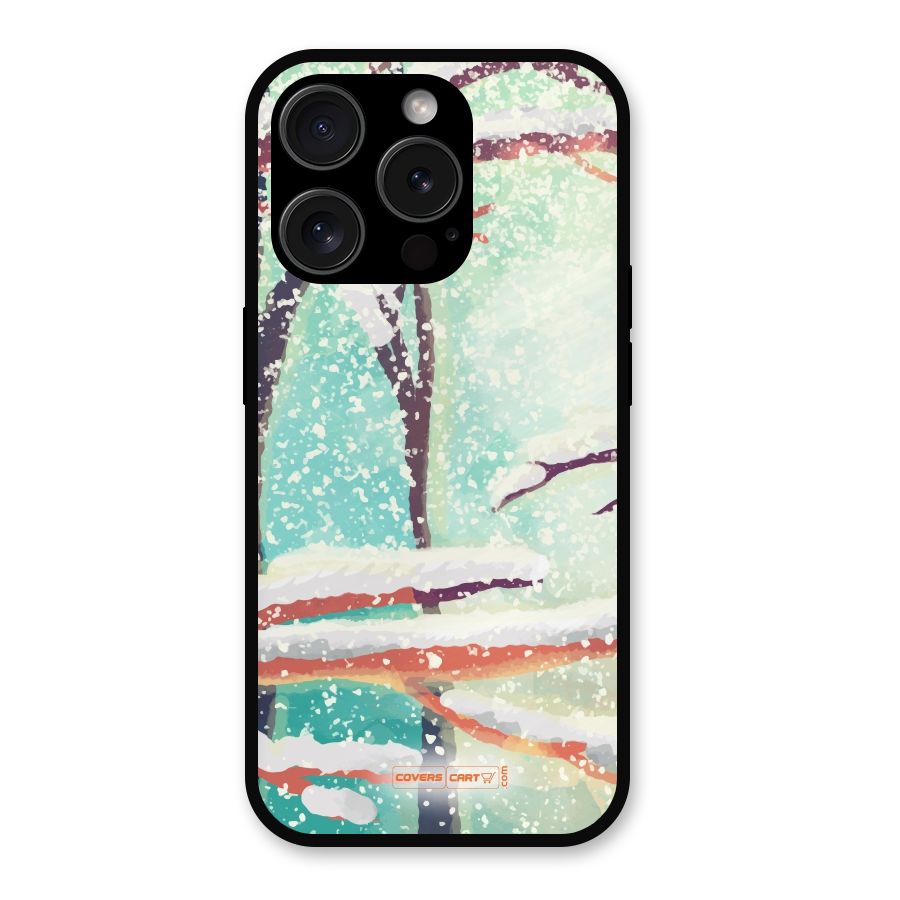Winter Season Metal Back Case for iPhone 15 Pro