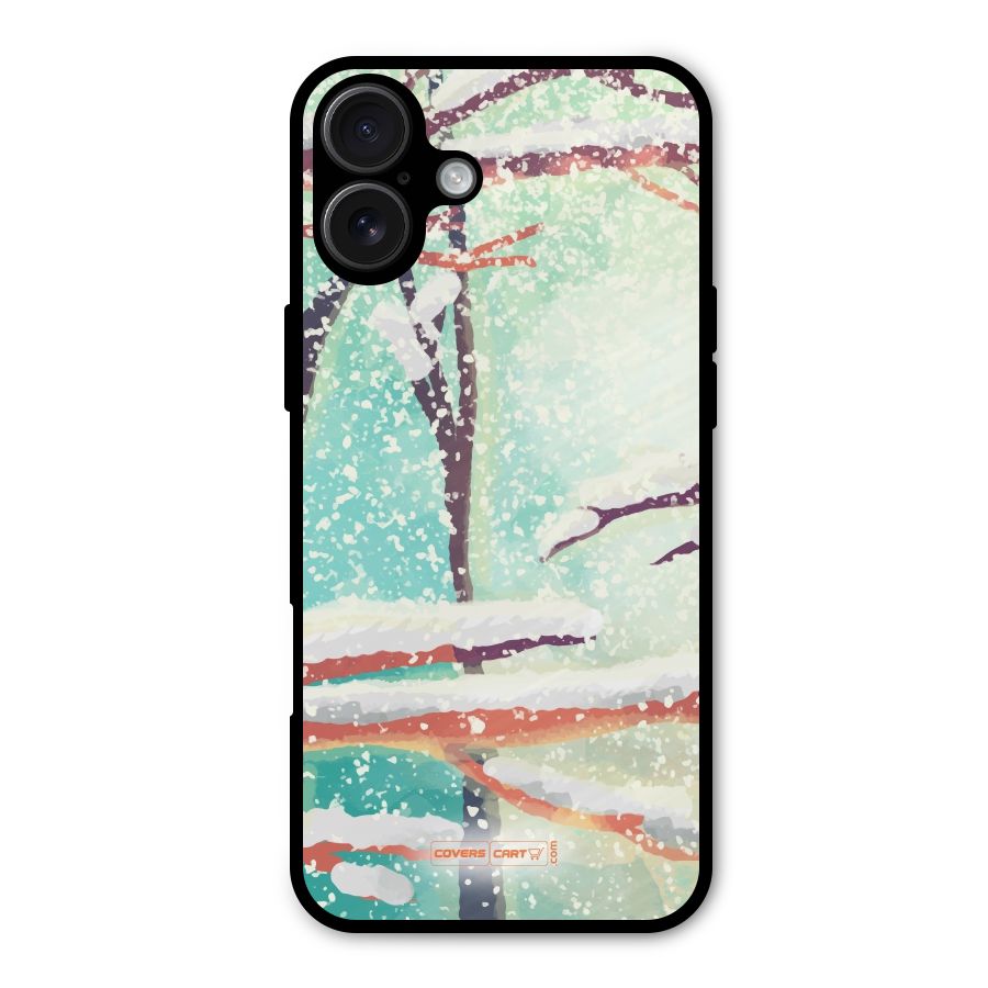 Winter Season Metal Back Case for iPhone 16 Plus