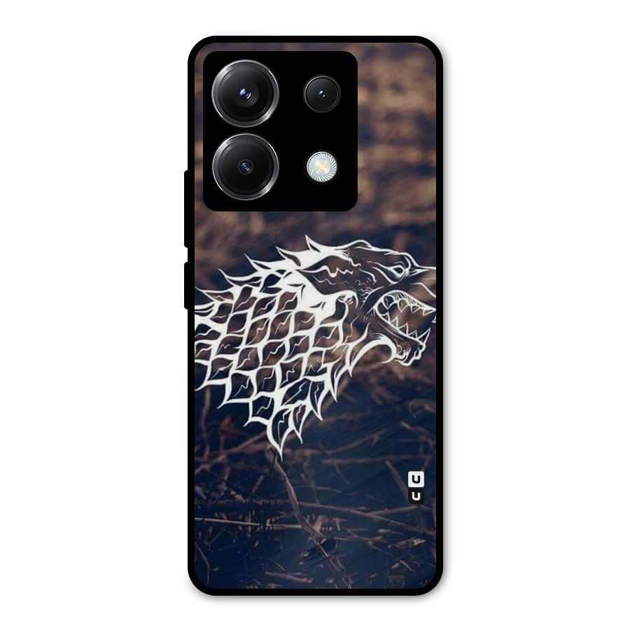 Wolf In White Metal Back Case for Poco X6