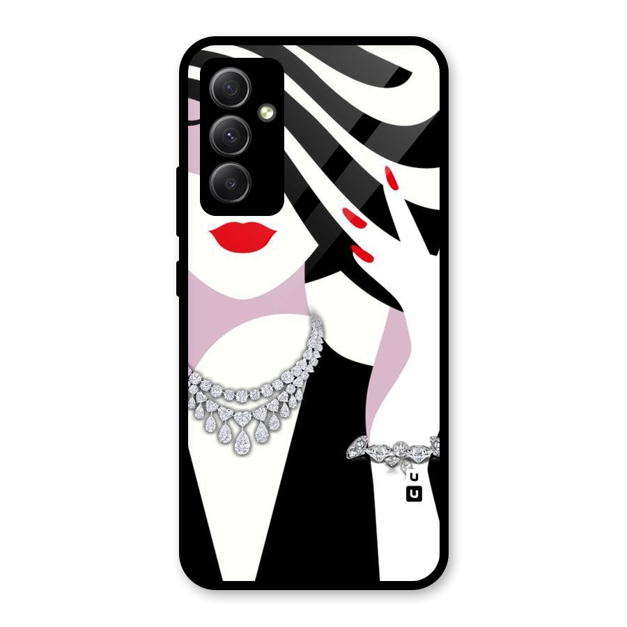 Women Beauty Glass Back Case for Galaxy A34