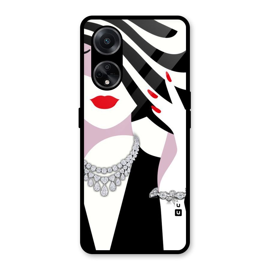 Women Beauty Glass Back Case for Oppo F23