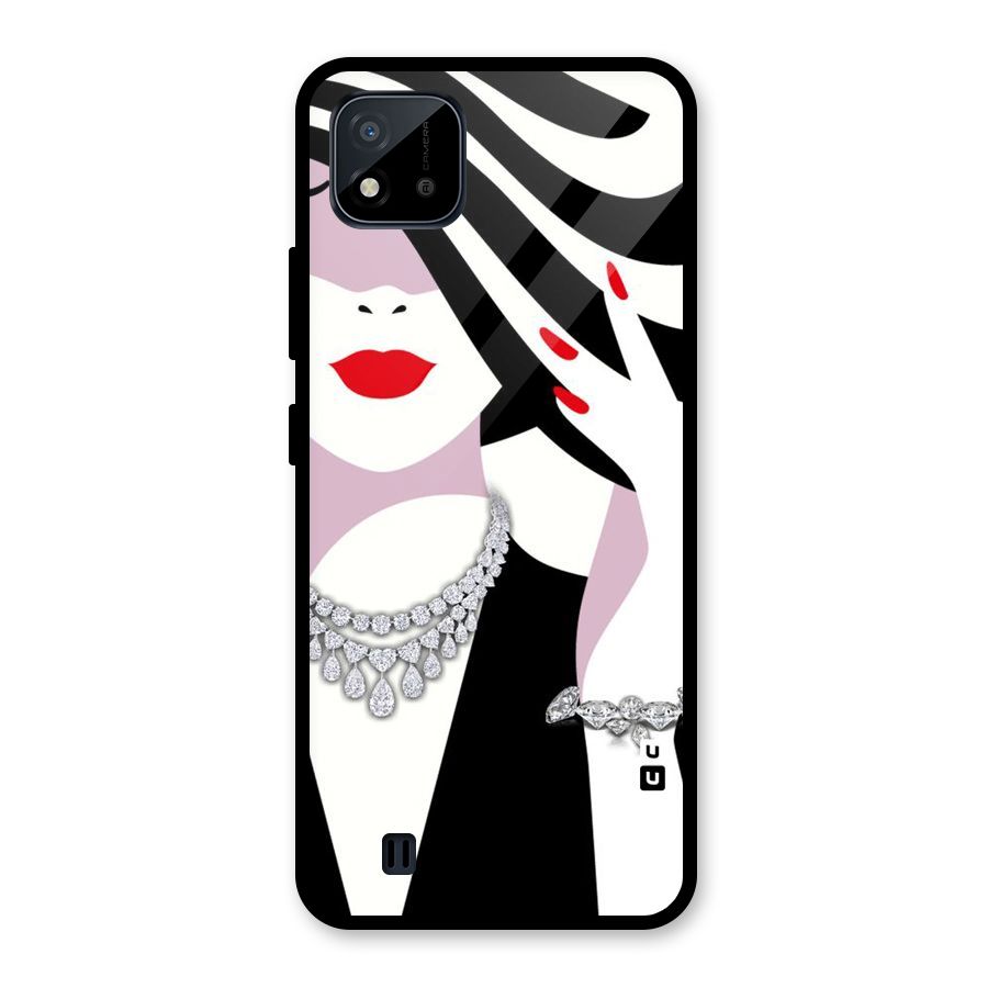 Women Beauty Glass Back Case for Realme C11 2021