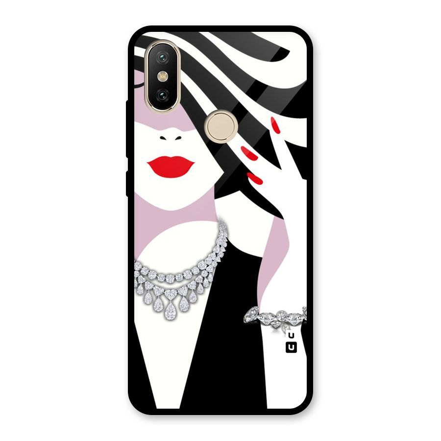 Women Beauty Glass Back Case for Redmi A2